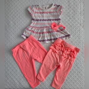 Cherokee Baby Girl Floral And Polka Dots 3 Piece Set Size 3-6 Months